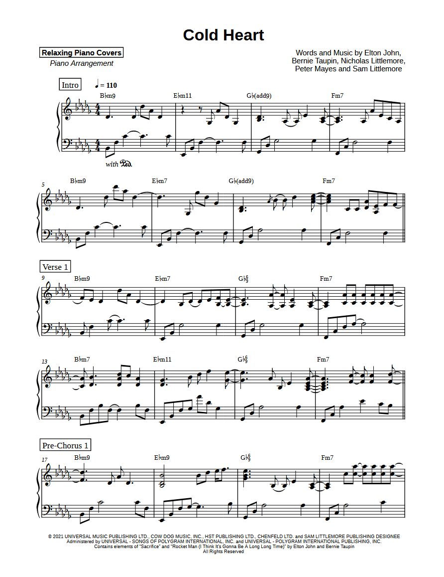 Read more about the article Cold Heart (Sheet Music)